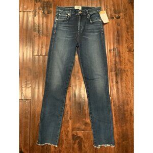 AGOLDE Dark Wash Skinny Straight Blue Denim Jeans Distressed, Size 25